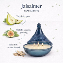 Candlelight Blue Jaisalmer Embossed Tagine Glass Candle - thumbnail 7