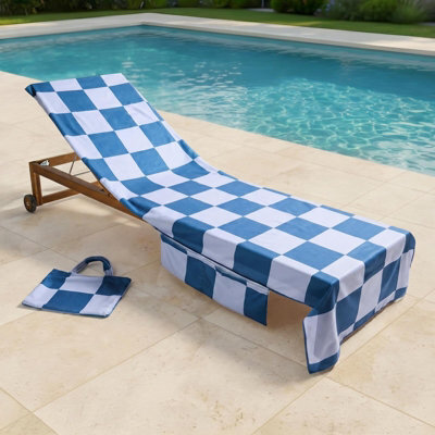 Ohs Checkerboard Beach Towel With Bag Quick Dry Absorbent Travel Spa - image 1