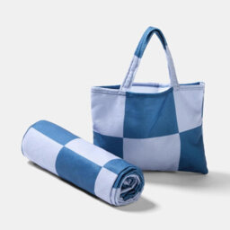 Ohs Checkerboard Beach Towel With Bag Quick Dry Absorbent Travel Spa - thumbnail 4