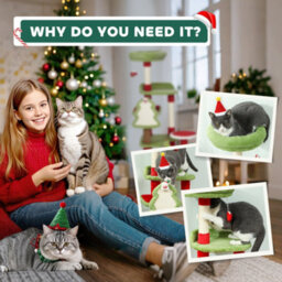 PawHut 120Cm Cat Tree, Christmas Cat Tower With 3 Sisal Scratching Posts, Green - thumbnail 8