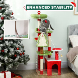 PawHut 120Cm Cat Tree, Christmas Cat Tower With 3 Sisal Scratching Posts, Green - thumbnail 7