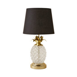 Valuelights Gold & Clear Glass Pineapple Touch Table Lamp With Black Shade - Complete With 5W Led Candle Bulb In Warm White - thumbnail 2