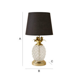 Valuelights Gold & Clear Glass Pineapple Touch Table Lamp With Black Shade - Complete With 5W Led Candle Bulb In Warm White - thumbnail 7