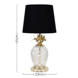 Valuelights Gold & Clear Glass Pineapple Touch Table Lamp With Black Shade - Complete With 5W Led Candle Bulb In Warm White - thumbnail 8
