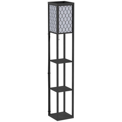 Black Floor Lamp Standing Light With 3 Open Shelves For Living Room - image 1