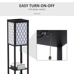Black Floor Lamp Standing Light With 3 Open Shelves For Living Room - thumbnail 5