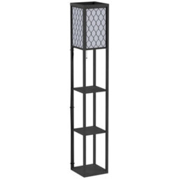 Black Floor Lamp Standing Light With 3 Open Shelves For Living Room - thumbnail 1