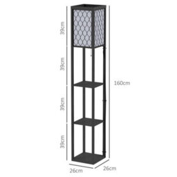 Black Floor Lamp Standing Light With 3 Open Shelves For Living Room - thumbnail 2