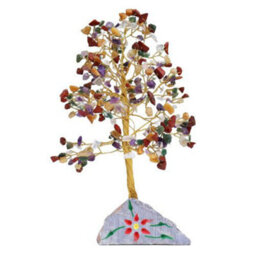 Serenityy Multi-Gem 320 Stone Decorative Gemstone Tree Figurine, Mounted On Gemstone Rock Base, 400G - thumbnail 3