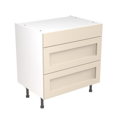 Kitchen Kit 3 Drawer Base Unit 800mm W/ Shaker Cabinet Door - Ultra Matt Cashmere - image 1
