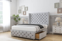 "Comfort Emily Silver Naples Divan Bed Set 2 Drawers Foot-End - 54"" Wingback & 12"" Footboard 5' King" - thumbnail 2
