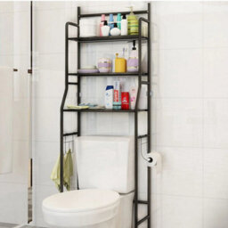 Black Metal 3 Shelves Over Toilet Bathroom Storage Rack Laundry Shelf Unit Organizer