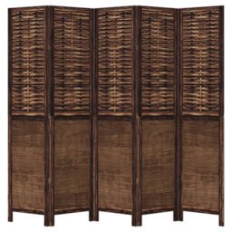 Vidaxl Room Divider 5 Panels Dark Brown Solid Wood Paulownia - thumbnail 4
