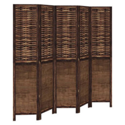 Vidaxl Room Divider 5 Panels Dark Brown Solid Wood Paulownia - thumbnail 2
