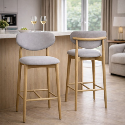 Where Saints Go Ltd Eve Counter Stool, Grey Fabric And Natural Brushed Elm By Where Saints Go - image 1
