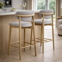 Where Saints Go Ltd Eve Counter Stool, Grey Fabric And Natural Brushed Elm By Where Saints Go - thumbnail 2