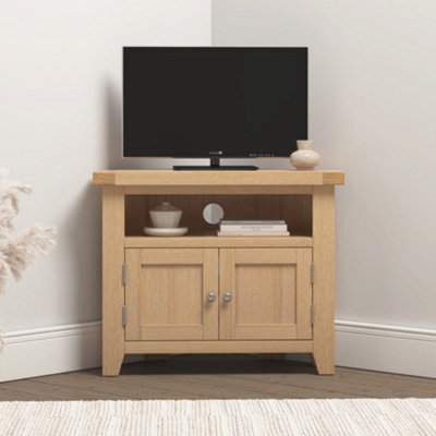 Seconique Windsor Corner Tv Unit Real Natural Oak Fully Assembled - image 1