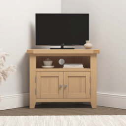 Seconique Windsor Corner Tv Unit Real Natural Oak Fully Assembled - thumbnail 1