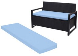 Crescent Waterproof Garden Bench Cushion Blue 4 Seater Outdoor Patio Seat Pad - thumbnail 1