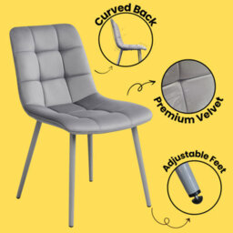 Kitchen Dining Chairs Set Of 6 Grey Tufted Chairs Velvet Chairs Kosy Koala - thumbnail 6