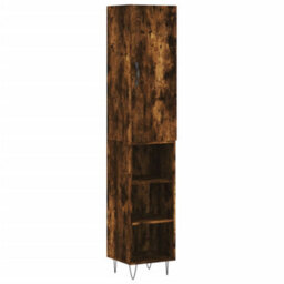 Berkfield Highboard Smoked Oak 34.5X34X180 Cm Engineered Wood - thumbnail 2
