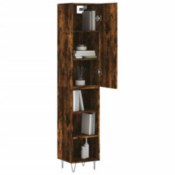 Berkfield Highboard Smoked Oak 34.5X34X180 Cm Engineered Wood - thumbnail 3