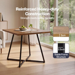Levede Dining Table,square Dining Table,80Cm,25mm Metal Frame,mdf,walnut - thumbnail 6