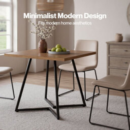 Levede Dining Table,square Dining Table,80Cm,25mm Metal Frame,mdf,walnut - thumbnail 7