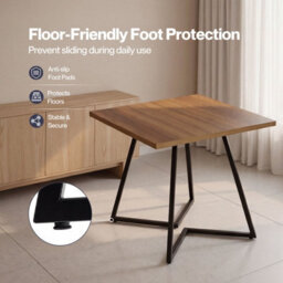 Levede Dining Table,square Dining Table,80Cm,25mm Metal Frame,mdf,walnut - thumbnail 8