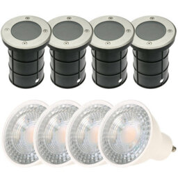 CGC Lighting Meadow - Cgc Four Round Large With Bulbs Stainless Steel Inground Or Decking Lights