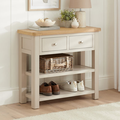 The Furniture Market Marbury Putty Grey 2 Drawer Hall Table - image 1