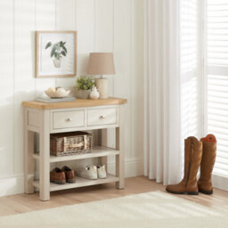 The Furniture Market Marbury Putty Grey 2 Drawer Hall Table - thumbnail 3