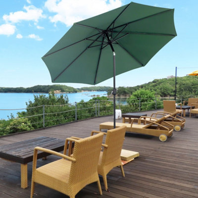 Outsunny 3(M) Patio Umbrella Outdoor Sunshade Canopy W/ Tilt & Crank Green - image 1
