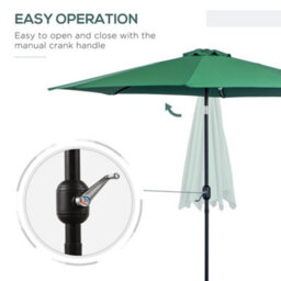 Outsunny 3(M) Patio Umbrella Outdoor Sunshade Canopy W/ Tilt & Crank Green - thumbnail 5