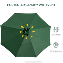 Outsunny 3(M) Patio Umbrella Outdoor Sunshade Canopy W/ Tilt & Crank Green - thumbnail 8