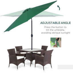 Outsunny 3(M) Patio Umbrella Outdoor Sunshade Canopy W/ Tilt & Crank Green - thumbnail 4