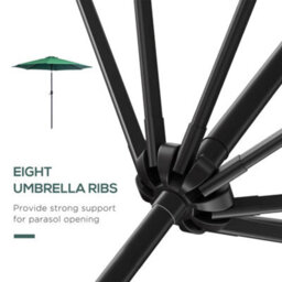 Outsunny 3(M) Patio Umbrella Outdoor Sunshade Canopy W/ Tilt & Crank Green - thumbnail 7