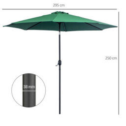Outsunny 3(M) Patio Umbrella Outdoor Sunshade Canopy W/ Tilt & Crank Green - thumbnail 3