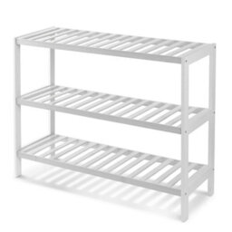 Keplin White 3 Tier Natural Bamboo Shoe Rack Easy Assembly & Strong Design Shelf Organiser