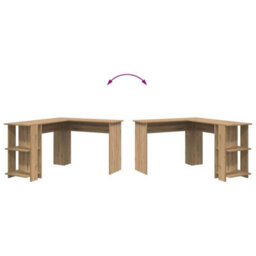 Berkfield Modern Corner Desk With Storage Artisan Oak 140X113,5X75Cm - thumbnail 9