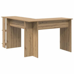 Berkfield Modern Corner Desk With Storage Artisan Oak 140X113,5X75Cm - thumbnail 7