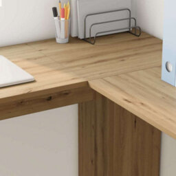 Berkfield Modern Corner Desk With Storage Artisan Oak 140X113,5X75Cm - thumbnail 4