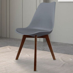 Fusion Living Soho Dark Grey Plastic Dining Chair With Squared Dark Wood Legs - thumbnail 2