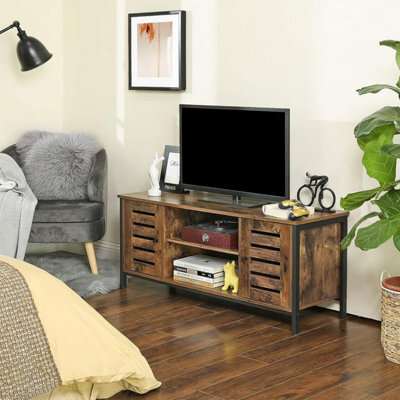 Songmics Vasagle Tv Stand, Tv Console Unit With Shelves, Cabinet With Storage, Louvered Doors, For Living Room, Entertainment Room - image 1