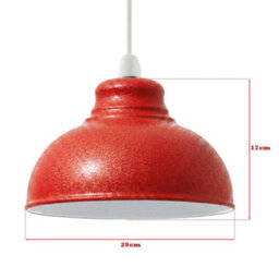 Red Light Shade Ceiling Metal Textured Lampshades For Ceiling Lights, Easy Fit Pendant Lamp Shades For Living Room, Bedroom - thumbnail 2