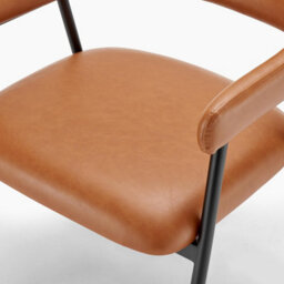 Furniturebox Uk 2X Delos Tan Faux Leather Fabric Dining Chairs - thumbnail 9