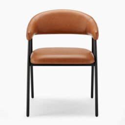 Furniturebox Uk 2X Delos Tan Faux Leather Fabric Dining Chairs - thumbnail 7