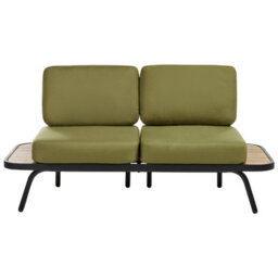 Wyld And Coco Outdoor 4-Piece Olive Green Acacia Wood And Aluminium Frame Set With Cushions - Bench, 2 Chairs, Coffee Table - thumbnail 4