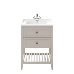 GoodHome Perma Satin Grey Freestanding Bathroom Vanity Unit (H) 806mm (W) 600mm - thumbnail 2