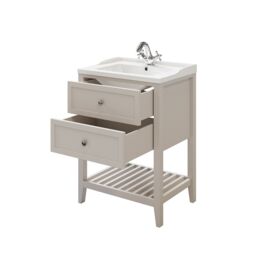GoodHome Perma Satin Grey Freestanding Bathroom Vanity Unit (H) 806mm (W) 600mm - thumbnail 4